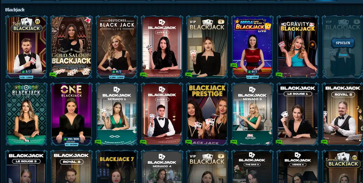 Fambet Live Blackjack – Infinite Blackjack und Classic Blackjack von Evolution, Einsätze bis 10.000 € pro Hand auf casinofambetde.com